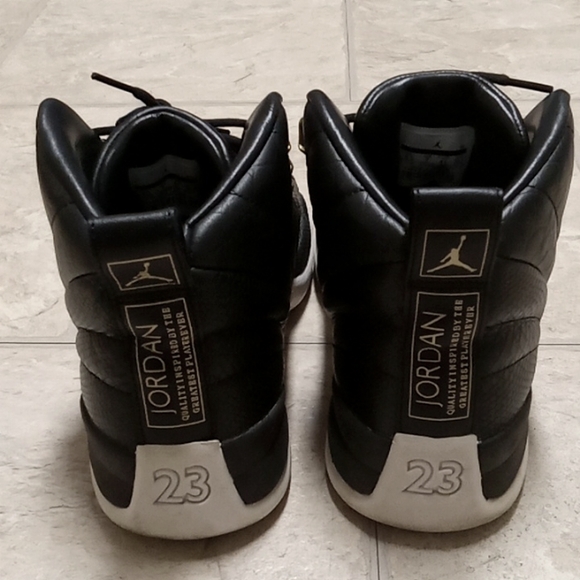 Women’s Jordan 12 Retro “Black Metallic Gold White”- size (9.5) - Picture 2 of 7